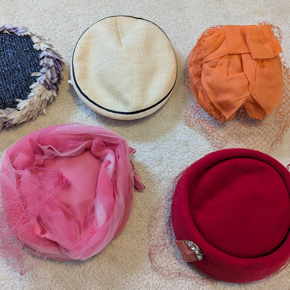 Vintage Hat Collection - Pink, Red, Orange, Cream